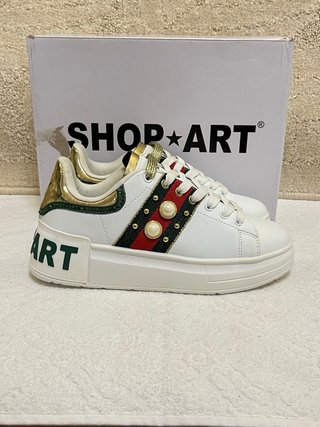 Scarpe Shop Art bianche e oro Tg 36