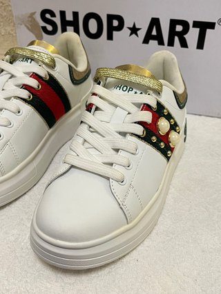 Scarpe Shop Art bianche e oro Tg 36