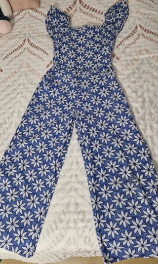 Peto floral azul y blanco Mango talla 10-12 años