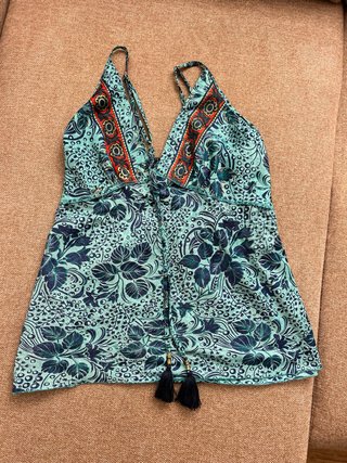 Top stile bohemien scollo a V Taglia L-XL italiana