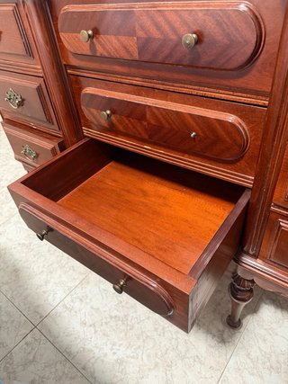Tocador madera maciza con mármol natural y espejo