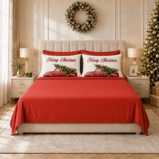 Completo Lenzuola Natale Rosso