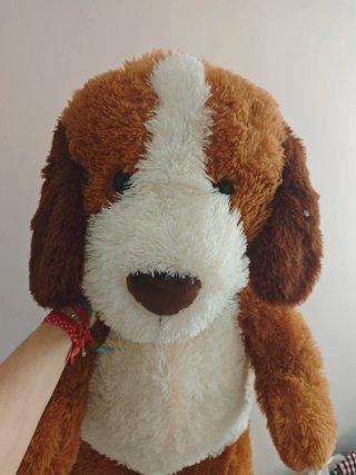 Oso de peluche grande marrón y blanco