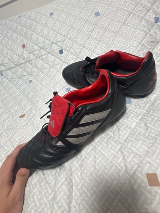 Zapatillas Adidas Fútbol Hierba Negra Roja