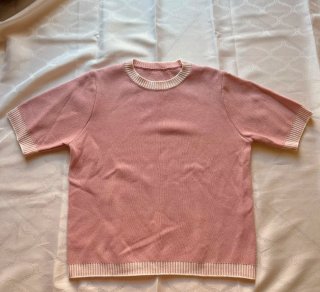 Maglioncino vintage rosa e bianco