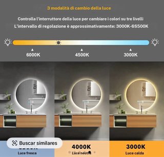 Espejo Redondo Baño con Luz LED