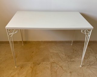 Mesa Escritorio Ikea Blanco Patas Forja