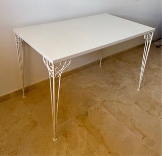 Mesa Escritorio Ikea Blanco Patas Forja