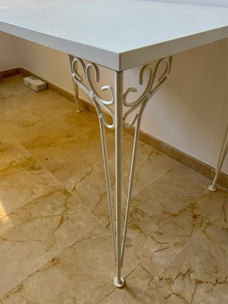 Mesa Escritorio Ikea Blanco Patas Forja