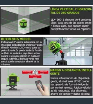 Nivel Láser 4D 16 Líneas Trípode Maletín