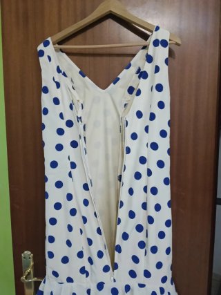 Traje Flamenca Lunares Azul y Blanco