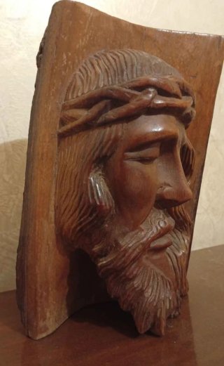 Scultura legno Volto Gesù Cristo