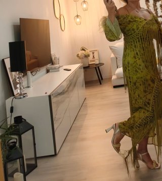 Vestido de fiesta verde y dorado