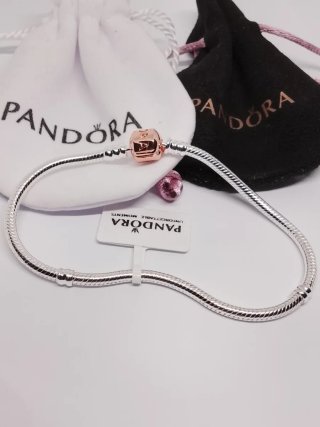 Pulsera Pandora 21cm Cierre Barril Oro Rosa