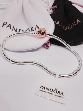 Pulsera Pandora 21cm Cierre Barril Oro Rosa