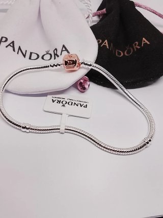 Pulsera Pandora 21cm Cierre Barril Oro Rosa