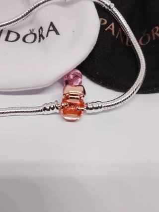 Pulsera Pandora 21cm Cierre Barril Oro Rosa