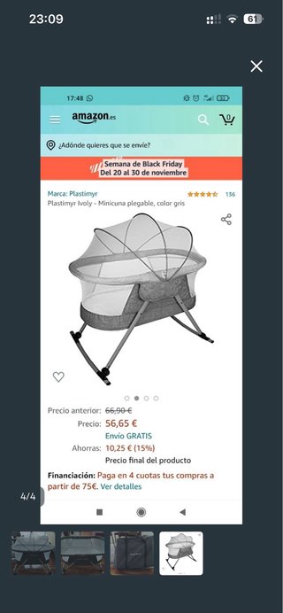 Cuna de bebé con mosquitera