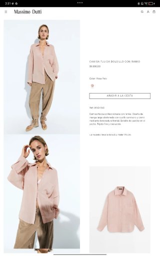 Camisa rosa Massimo Dutti XS