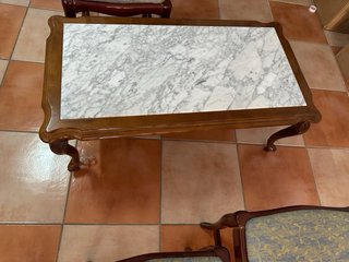 Lote 6 sillas + mesa té mármol
