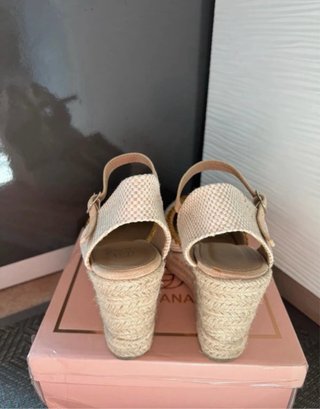 Cuñas esparto beige y marrón talla 38