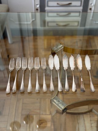 Cubiertos de pescado alpaca plata