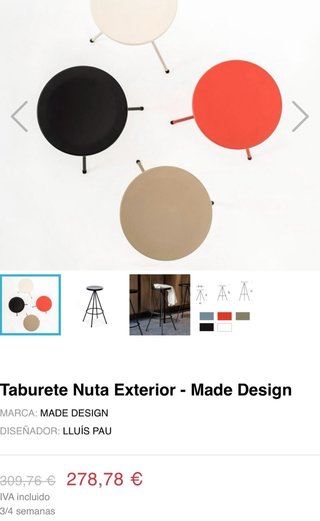 Taburete Nuta Negro 60cm Exterior