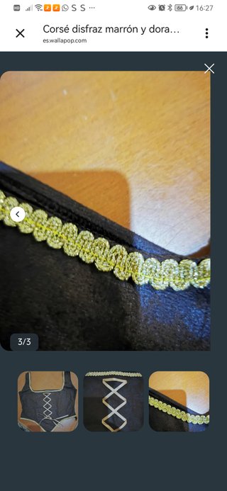 Corsé disfraz marrón y dorado Talla M