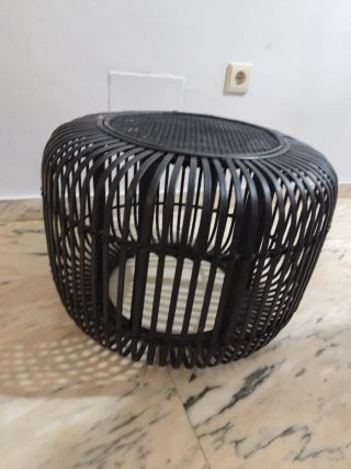 Taburete/Mesa Auxiliar Mimbre Negro