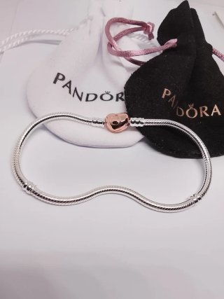 Pulsera Pandora Cierre Corazón Oro Rosa 21cm