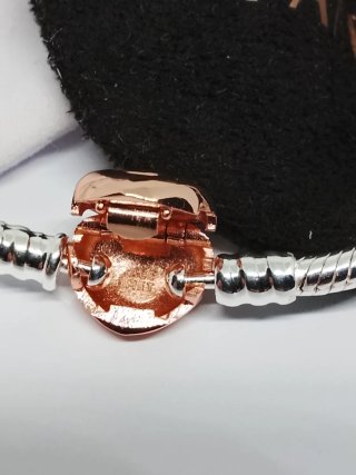 Pulsera Pandora Cierre Corazón Oro Rosa 21cm