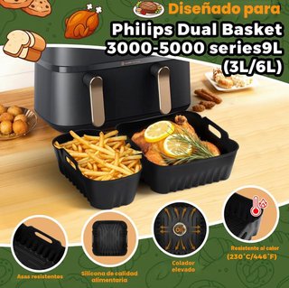 2 Moldes Silicona Air Fryer Dual 6L/3L NUEVO