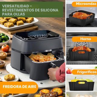 2 Moldes Silicona Air Fryer Dual 6L/3L NUEVO