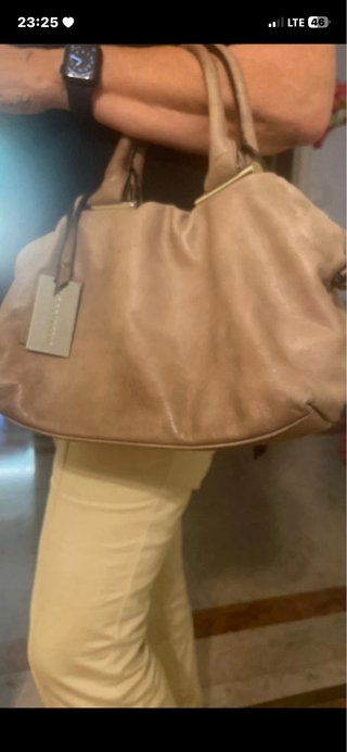 Borsa donna in pelle beige