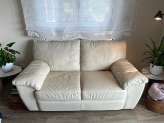 Sofá de piel beige 2 plazas