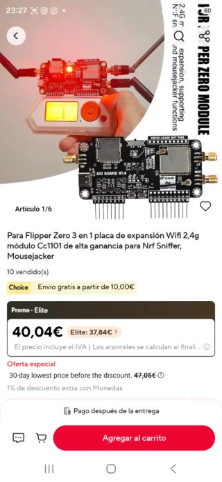 Flipper Zero+Tarjeta32GB+Placa expansión+Placa IR