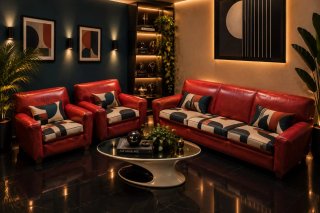 Conjunto Sofá y Sillones Vintage Rojo