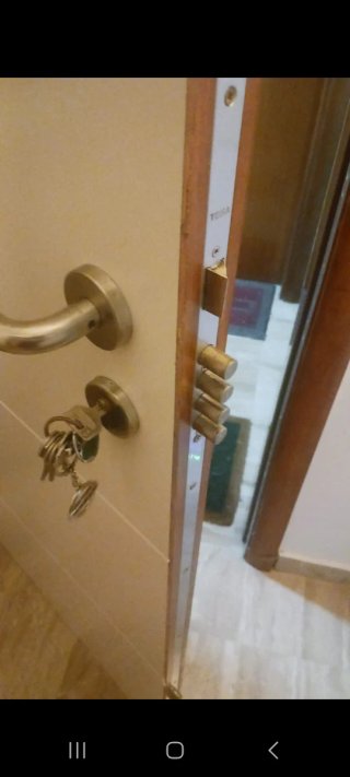 Puerta blindada con marco de madera