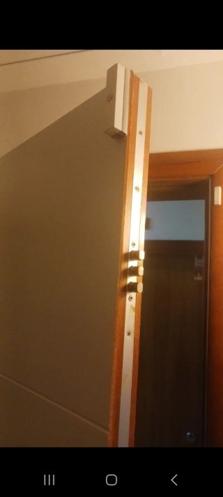 Puerta blindada con marco de madera