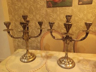 2 Candelabros Alpaca Principios Siglo XX 45cm