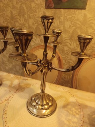 2 Candelabros Alpaca Principios Siglo XX 45cm