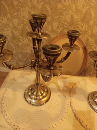 2 Candelabros Alpaca Principios Siglo XX 45cm
