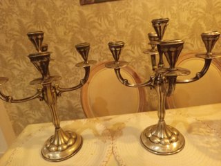 2 Candelabros Alpaca Principios Siglo XX 45cm