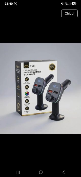 C6 PRO Car Wireless FM Transmitter & Charger