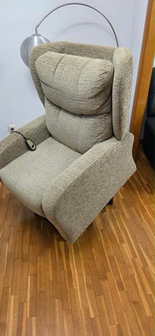 Sillón relax reclinable tela beige/gris