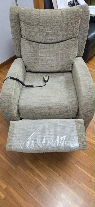 Sillón relax reclinable tela beige/gris
