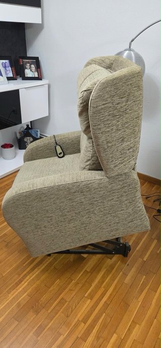 Sillón relax reclinable tela beige/gris