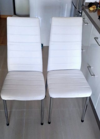 Lote 4 Sillas Cocina Blancas y 2 Taburetes