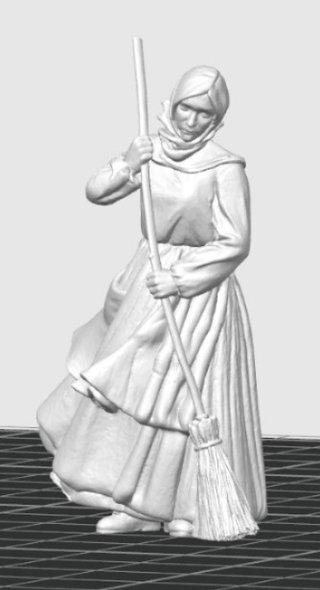 Figura mujer barriendo con escoba