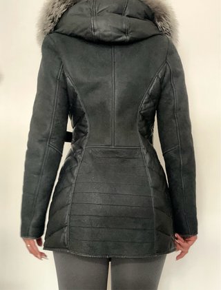 Montone cappotto vera pelle e pelliccia volpe M